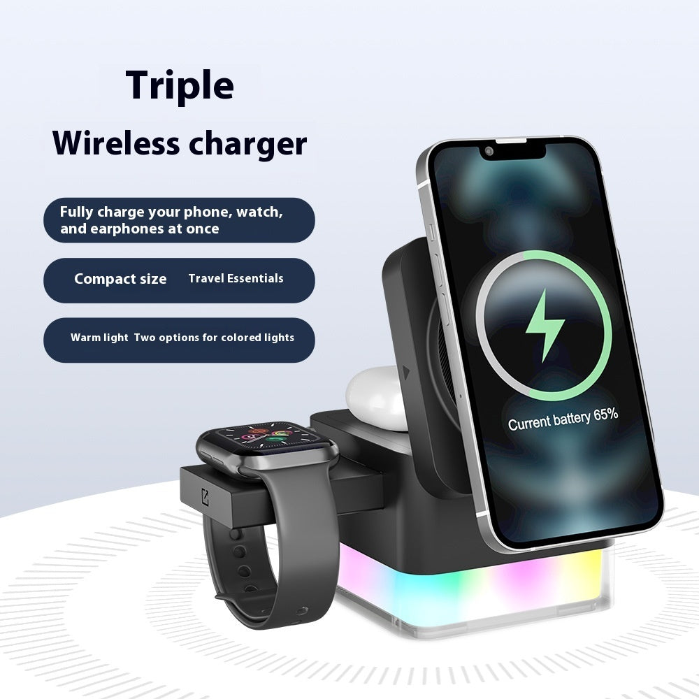 Three-in-one Multifunctional Wireless Charger 15W Mobile Phone Watch Charger