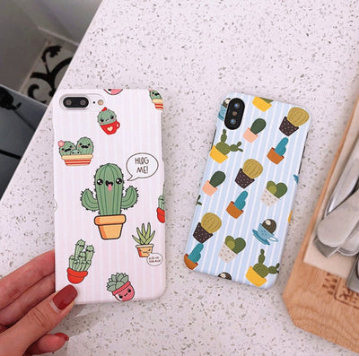 Compatible With Apple, USLION Green Cactus Case For I  Plus Flower Cartoon Animal Phone Cases For  Matte Hard PC Back Cover